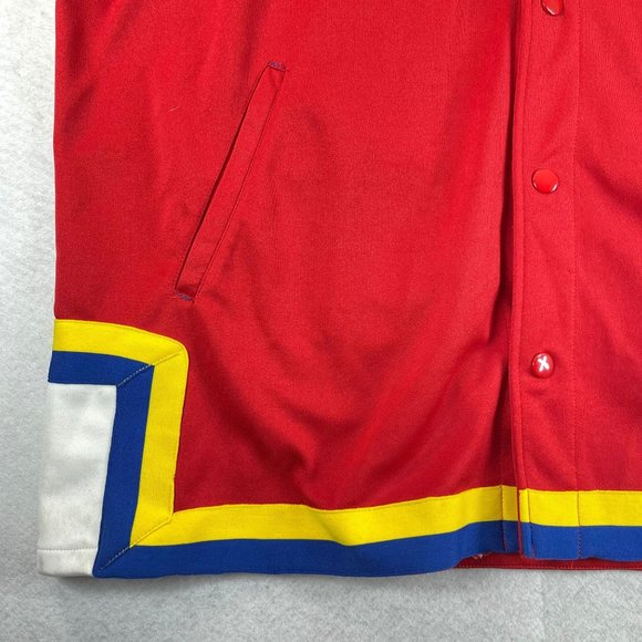 BROOKLYN XPRESS Mens XXL Warm Up Y2K Snap Up Short Sleeve Jersey Pockets - Picture 6 of 8